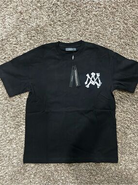 AMIRI Black Short-Sleeve Tee with White Bone-Style Logo